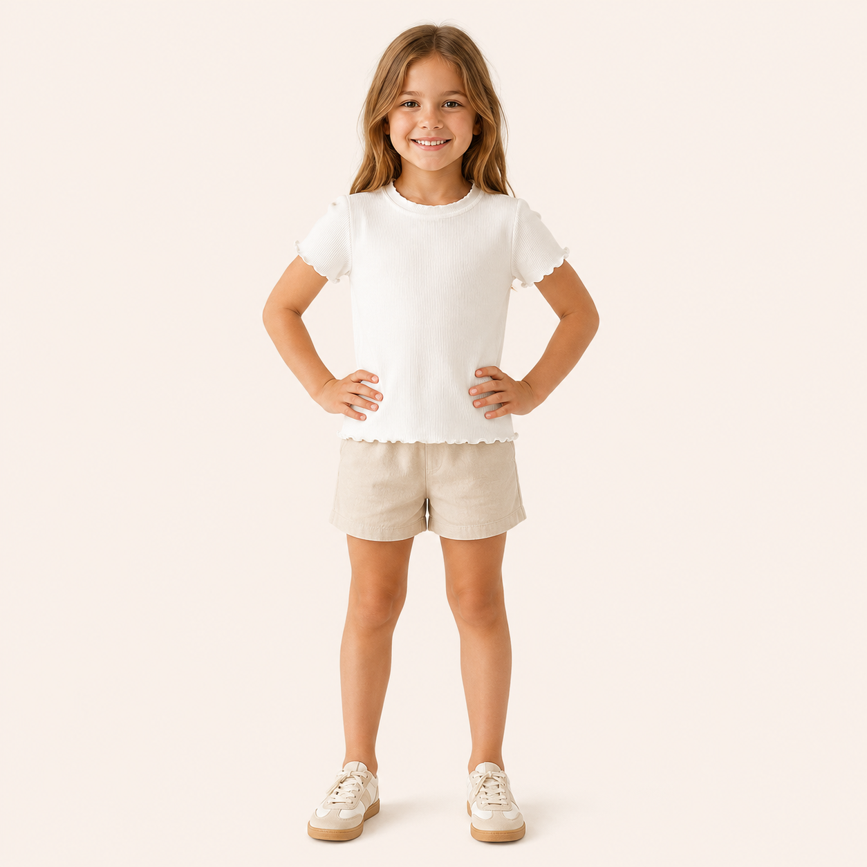 Meisjes Geribd T-shirt met Ruches | 6 kleuren