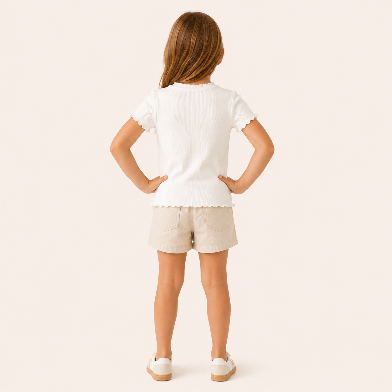 Meisjes Geribd T-shirt met Ruches | 6 kleuren