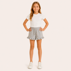 Meisjes Katoenen Short met Ruches en Hoge Taille | 3 kleuren