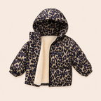 Meisjes Gewatteerde Jas met Luipaardprint en Fleece Voering