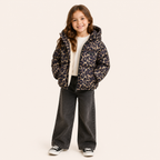 Meisjes Gewatteerde Jas met Luipaardprint en Fleece Voering