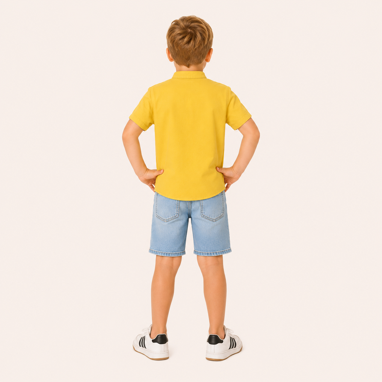 Katoenen Jongensoverhemd met Staande Kraag - 4 Kleuren