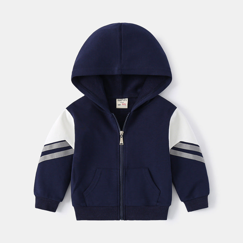 Jongens Colorblock Ritshoodie - Marineblauw