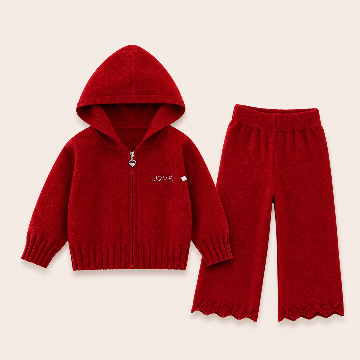 Meisjes Gebreide Trui-Set met Capuchon en Rits | 4 kleuren