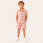 Jongens 2-delige set met structuur shirt en short | 2 kleuren