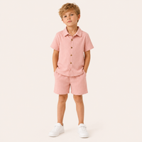 Jongens 2-delige set met structuur shirt en short | 2 kleuren