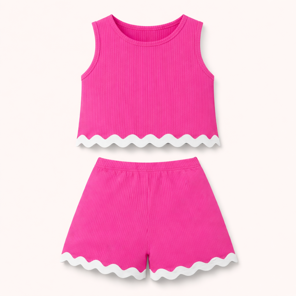 Meisjes zomer set 2-delig – zachte ribbelstof top & short
