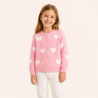 Meisjes Gebreid Vest met Hartjespatroon en Knoopjes | 4 kleuren