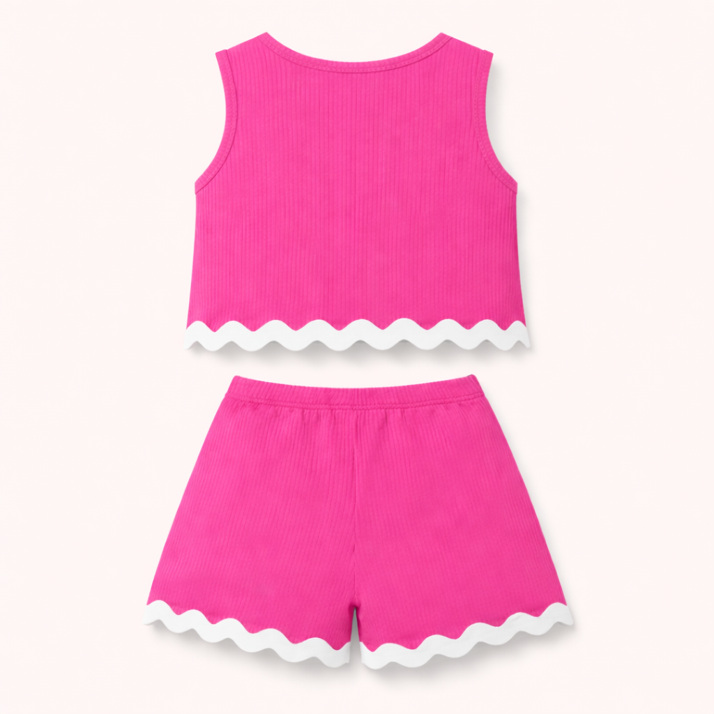 Meisjes zomer set 2-delig – zachte ribbelstof top & short
