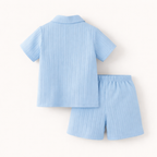 Jongens zomer outfit – 2-delige set met structuur shirt en short
