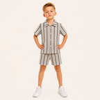 Jongens 2-delige Gestreepte Zomerset met Wafelstructuur | Grijs