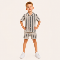Jongens 2-delige Gestreepte Zomerset met Wafelstructuur | Grijs
