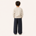 Jongens Geruite Broek met Wijde Pijpen - Marineblauw