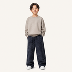 Jongens Geruite Broek met Wijde Pijpen - Marineblauw