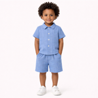 Stijlvol Zomeravontuur - 2-Delige Jongensset met Shirt & Short