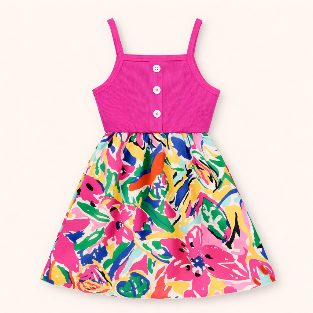 Zomers & Stralend - Roze Meisjes Jurk met Graffiti Print