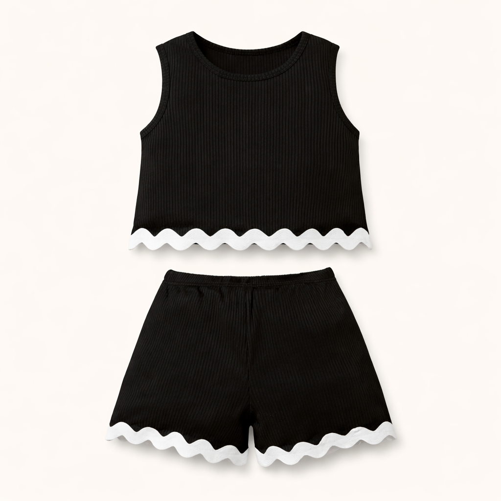 Meisjes zomer set 2-delig – zachte ribbelstof top & short