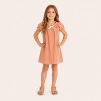 Jurk met wafelprint en Strikdetail