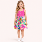 Zomers & Stralend - Roze Meisjes Jurk met Graffiti Print