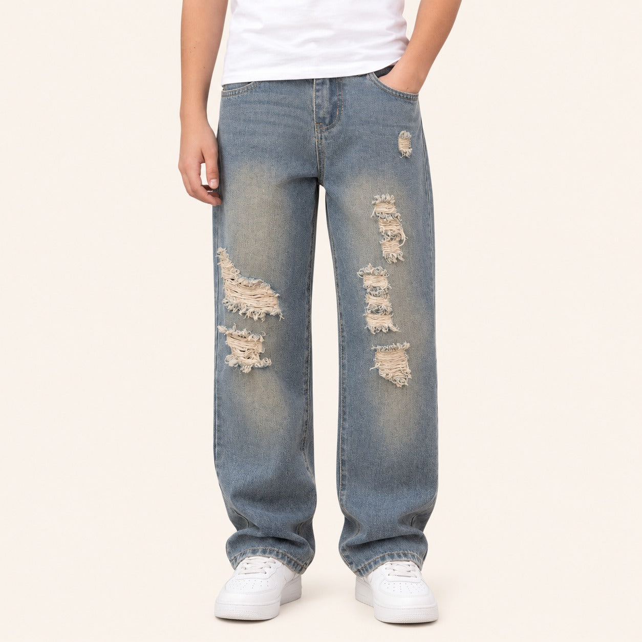 Jongens Gescheurde Jeans met Rechte Pasvorm