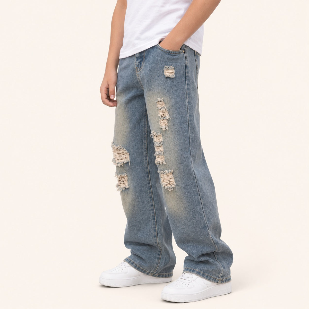 Jongens Gescheurde Jeans met Rechte Pasvorm