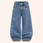 Meisjes Wijde Jeans met Strassteentjes