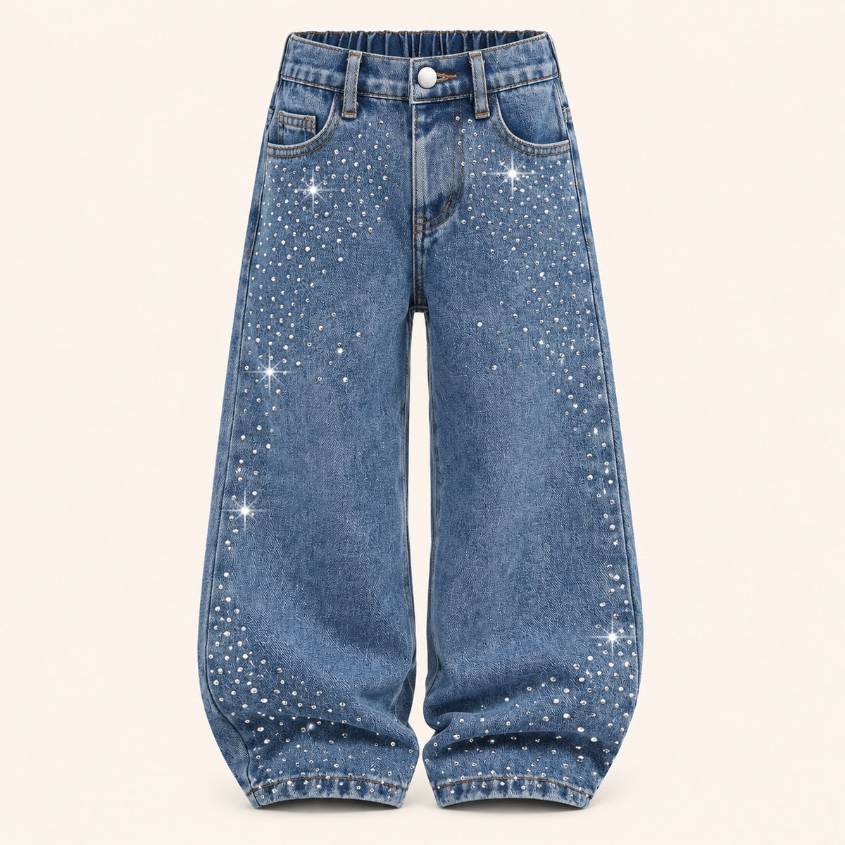 Meisjes Wijde Jeans met Strassteentjes
