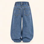 Meisjes Wijde Jeans met Strassteentjes