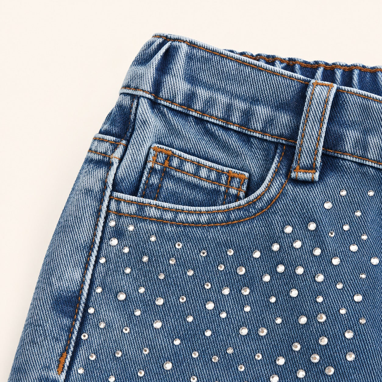 Meisjes Wijde Jeans met Strassteentjes