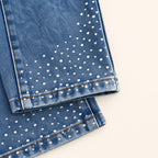 Meisjes Wijde Jeans met Strassteentjes