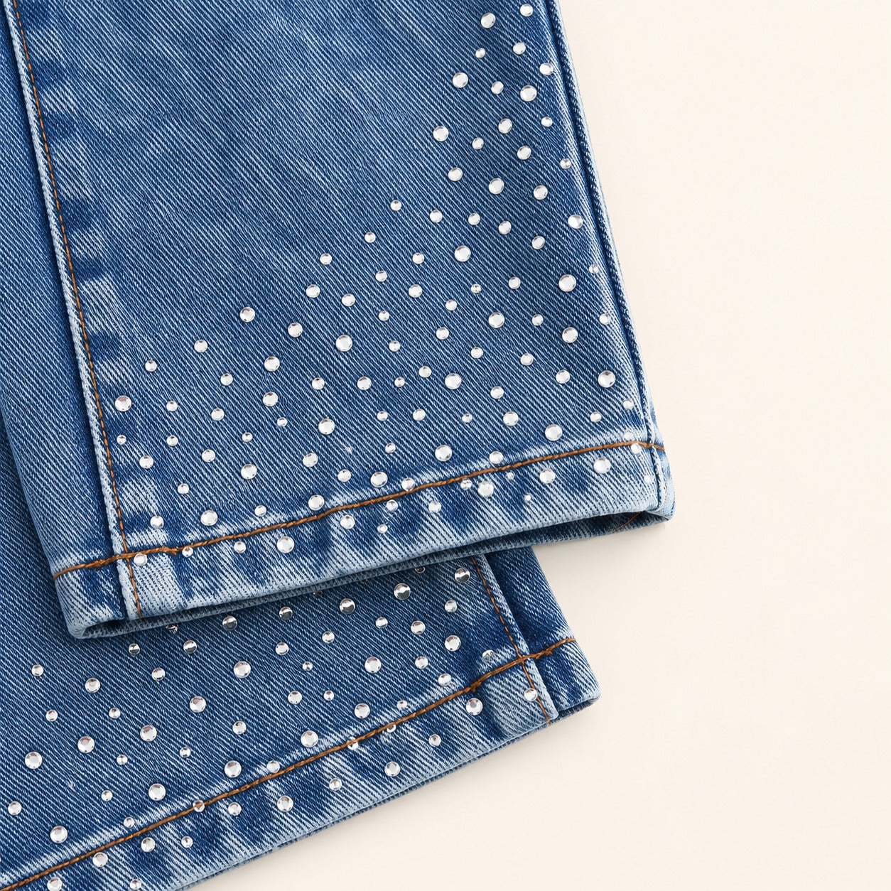 Meisjes Wijde Jeans met Strassteentjes