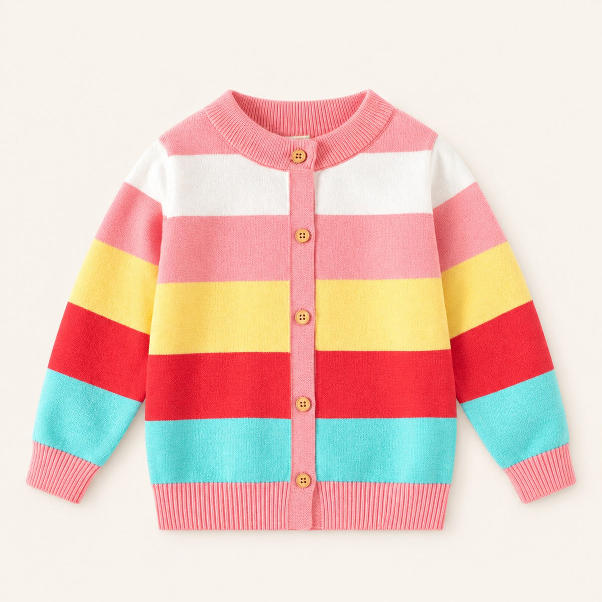 Meisjes Gebreid Vest met Regenboogstrepen