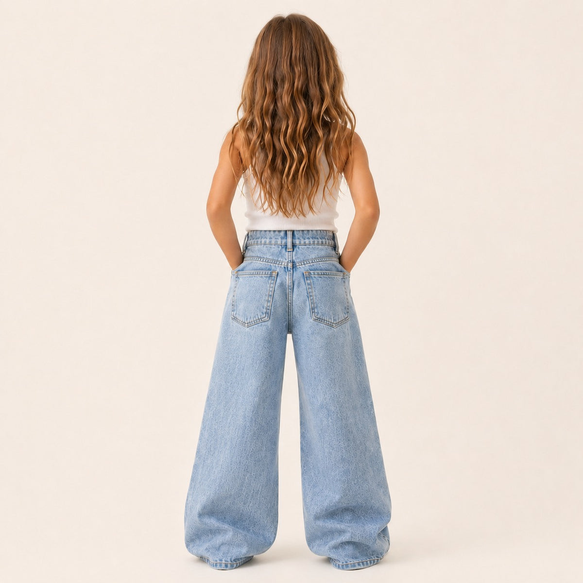 Meisjes Denim Wide Leg Jeans Stonewash | Blauw