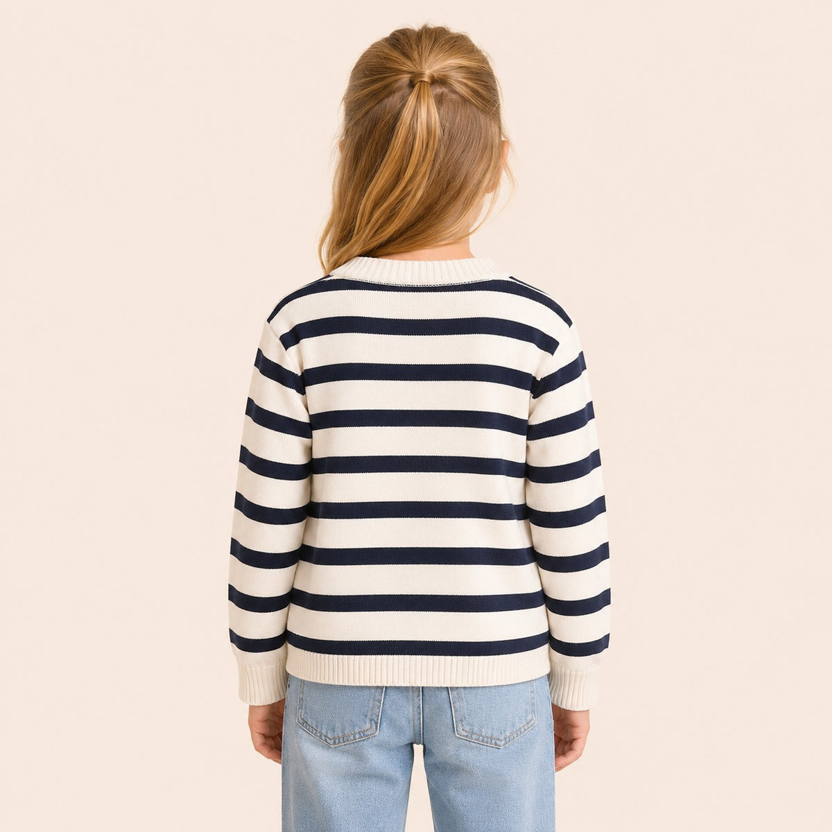 Meisjes Gestreept Vest met Ronde Hals