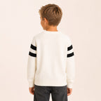 Jongens Kabelgebreide Raglan Trui met Streepdetail