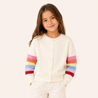 Meisjes Gebreid Vest met Regenboogstrepen op de Mouwen