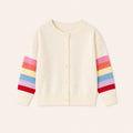Meisjes Gebreid Vest met Regenboogstrepen op de Mouwen