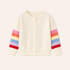 Meisjes Gebreid Vest met Regenboogstrepen op de Mouwen