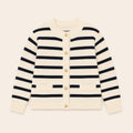 Meisjes Gestreept Vest met Knopen - Marineblauw