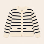 Meisjes Gestreept Vest met Knopen - Marineblauw