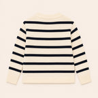 Meisjes Gestreept Vest met Knopen - Marineblauw