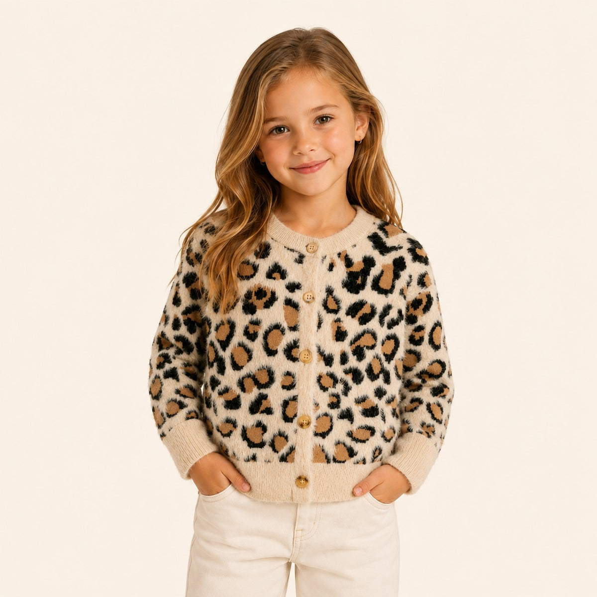 Luipaardprint Vest met Knopen - Bruin