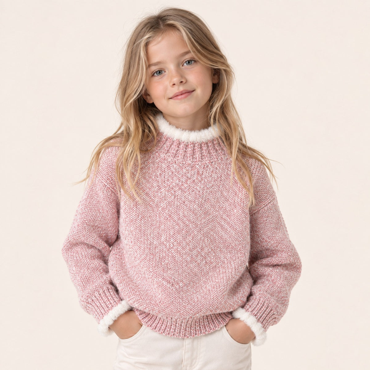 Meisjes gebreide coltrui met halfhoge kraag | 3 kleuren