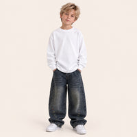 Jongens Wijde Stonewash Jeans