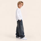 Jongens Wijde Stonewash Jeans