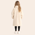 Meisjes Lange Bontlook Jas - Gebroken Wit