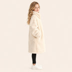 Meisjes Lange Bontlook Jas - Gebroken Wit