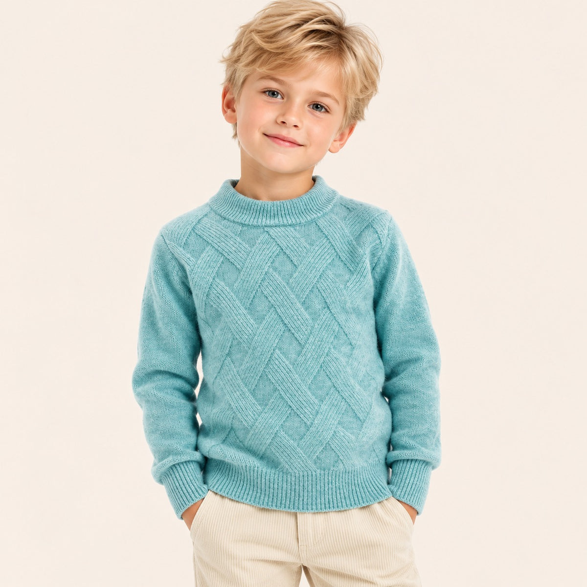 Wollen Trui met Ruitpatroon en Halve Col | 100% Merinowol | 4 kleuren