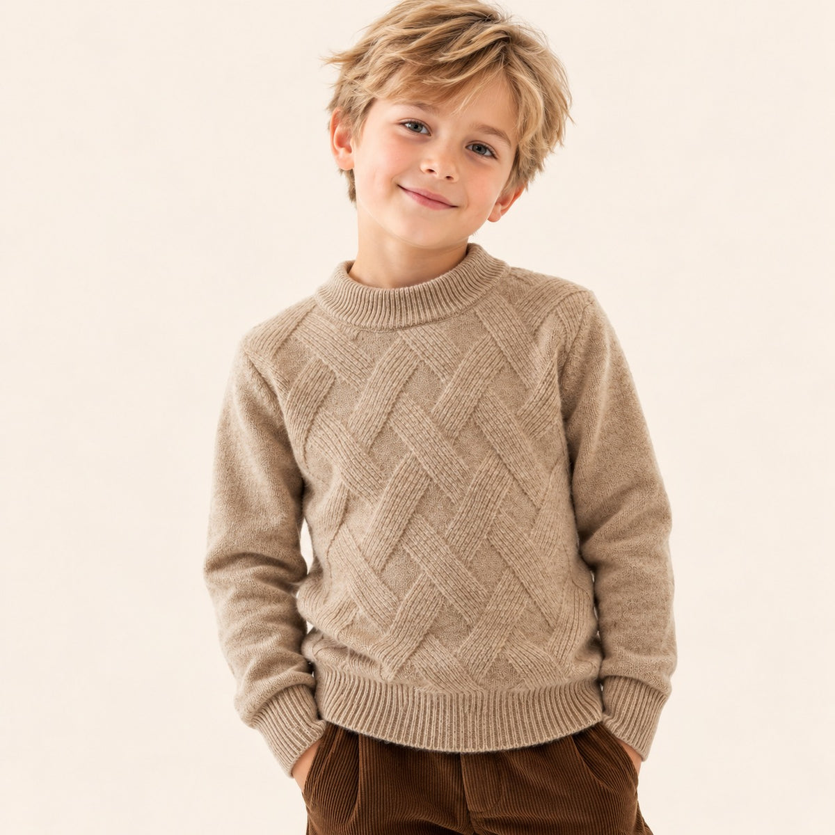 Wollen Trui met Ruitpatroon en Halve Col | 100% Merinowol | 4 kleuren