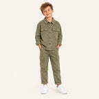 Jongens Katoenen Overshirt Set met Drukknopen | 2 kleuren